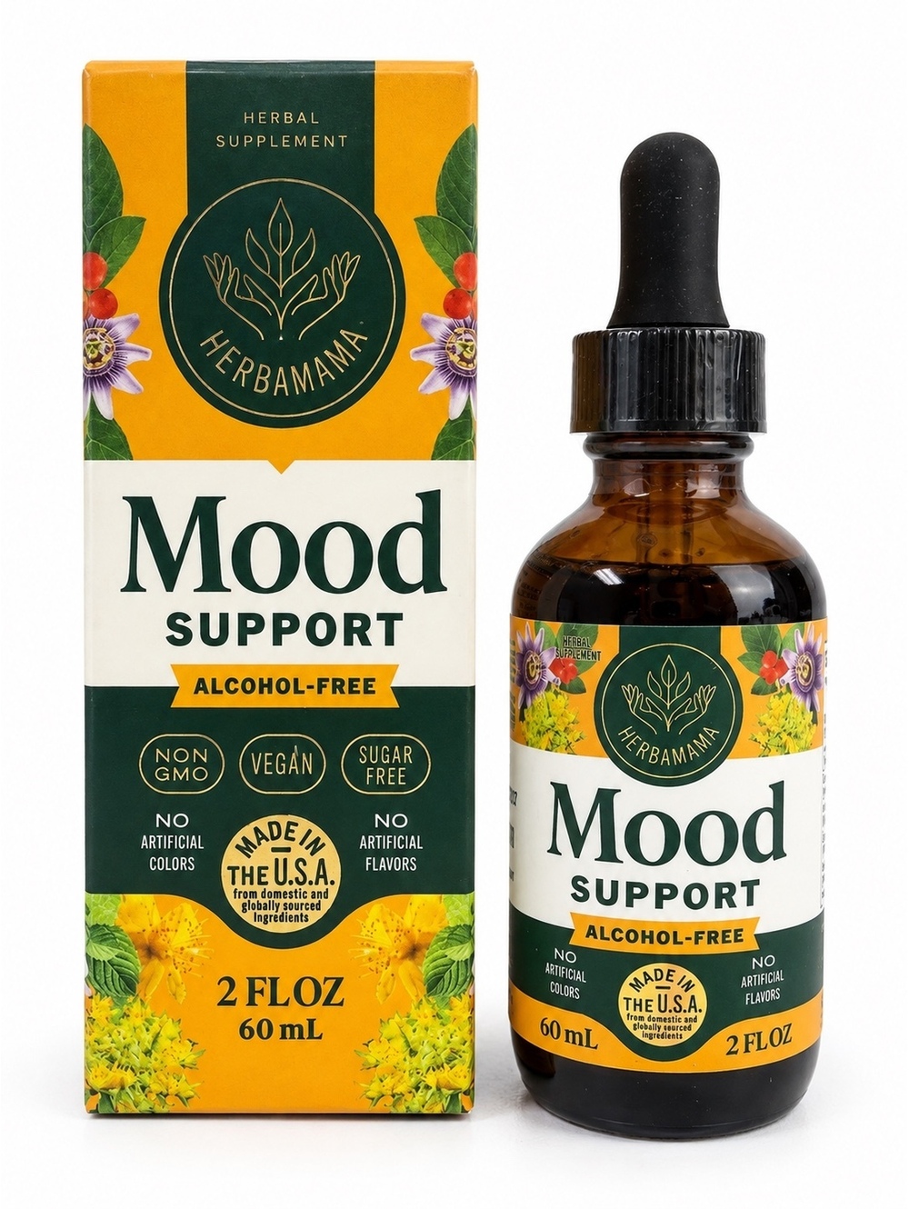 Herbamama Mood Support Herbal Liquid Drops 60ml Alcohol Free EXP 08/2027